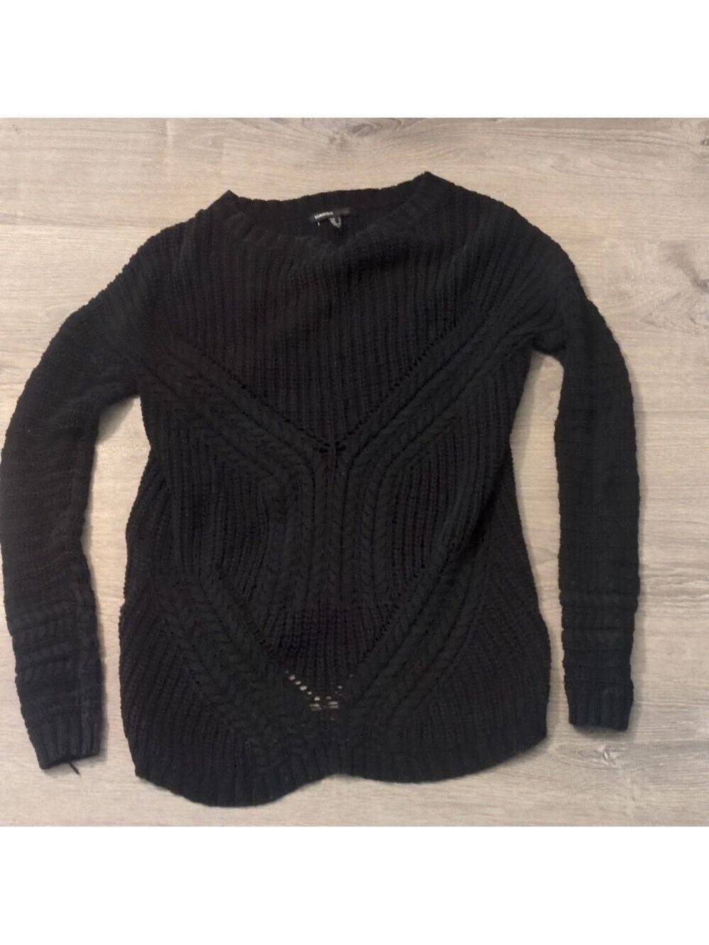 Mango casual black chunky knit sweater size medium